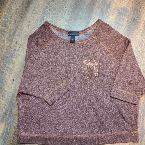 Lane Bryant Metallic 1/2 sleeve sweater sequined pocket plus size 14/16 - Picture 1 of 11